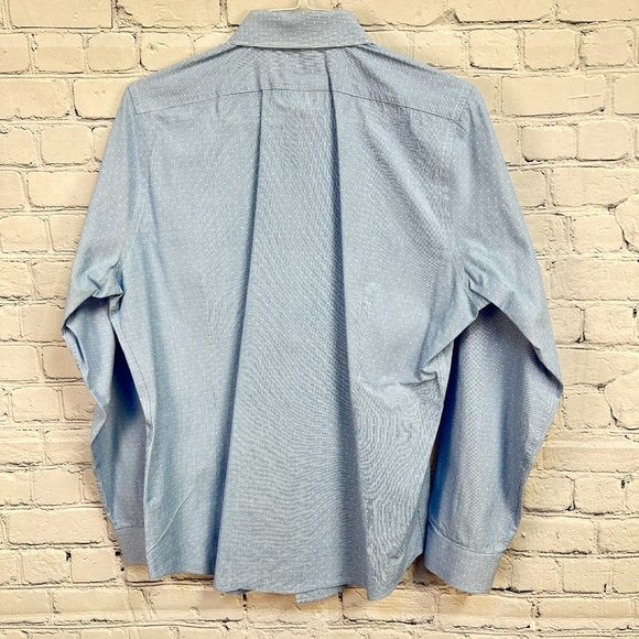 Express Extra Slim Fit 100% Cotton Dress Shirt, Size 16/16.5, Light Blue/White - Picture 2 of 9